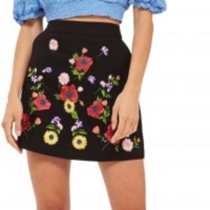 TOPSHOP Garden Embroidered miniskirt